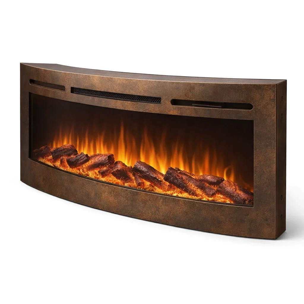 Modern Curved Wall Mounted Electric Fireplace Heater-CasarioLiving
