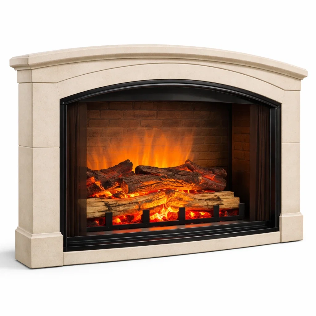 Classic Stone Style Electric Fireplace Heater with Mantel-CasarioLiving