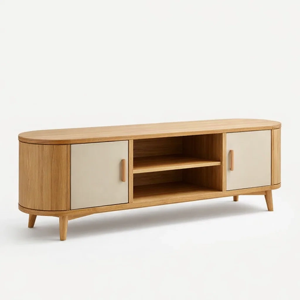 Modern Two Tone TV Stand with Storage Compartments-CasarioLiving