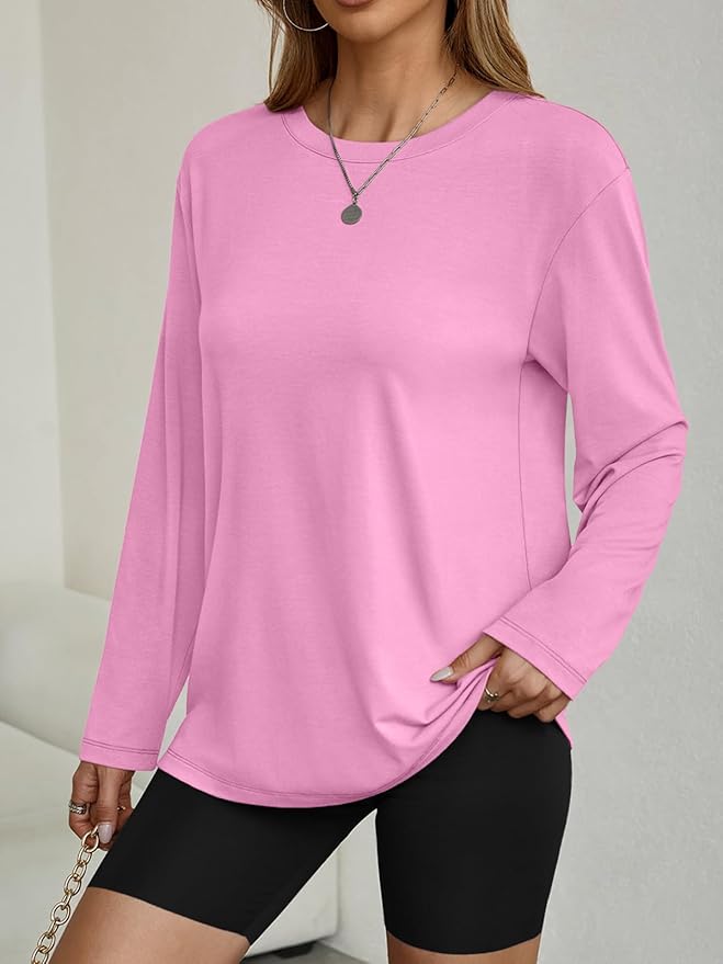 Women's Oversized Long Sleeve Shirts Fall Trendy Tops Fashion Gym Baggy Basic Casual Loose Fit Workout Y2k Clothes