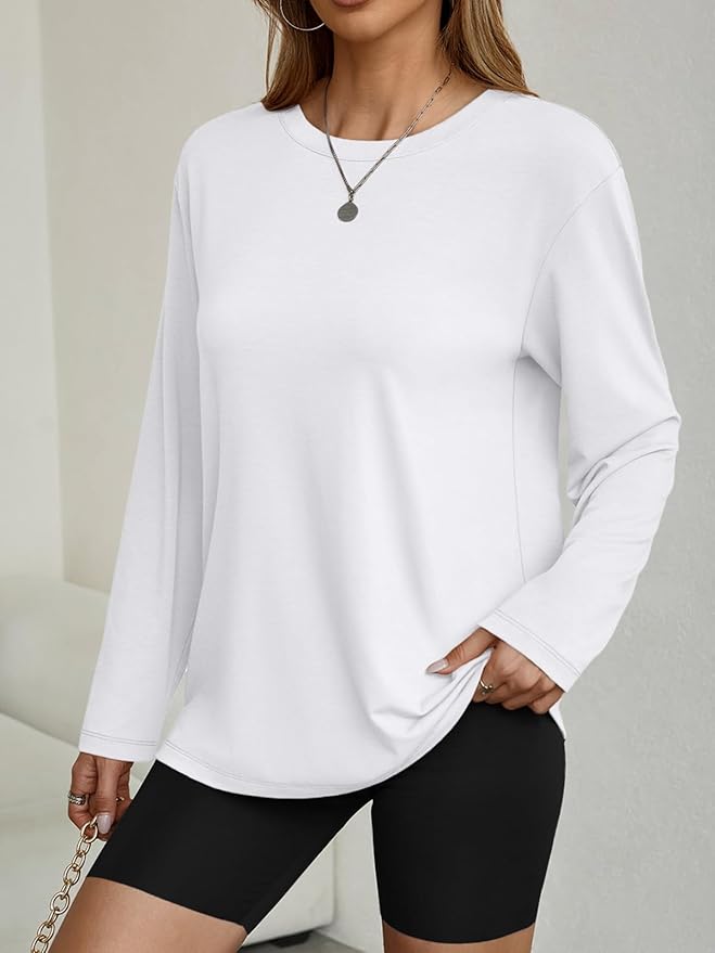 Women's Oversized Long Sleeve Shirts Fall Trendy Tops Fashion Gym Baggy Basic Casual Loose Fit Workout Y2k Clothes