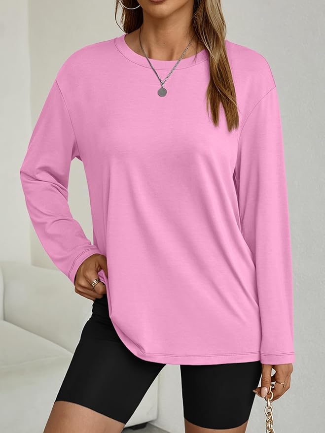 Women's Oversized Long Sleeve Shirts Fall Trendy Tops Fashion Gym Baggy Basic Casual Loose Fit Workout Y2k Clothes