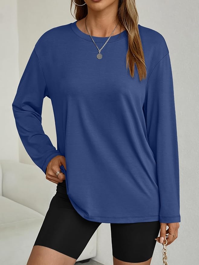 Women's Oversized Long Sleeve Shirts Fall Trendy Tops Fashion Gym Baggy Basic Casual Loose Fit Workout Y2k Clothes