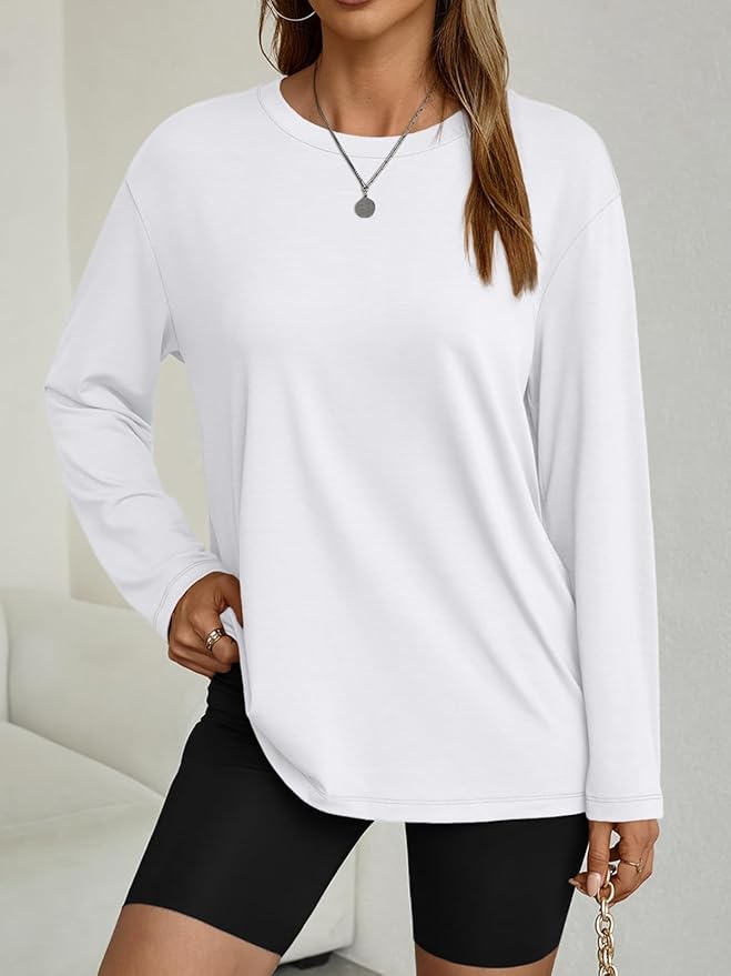 Women's Oversized Long Sleeve Shirts Fall Trendy Tops Fashion Gym Baggy Basic Casual Loose Fit Workout Y2k Clothes