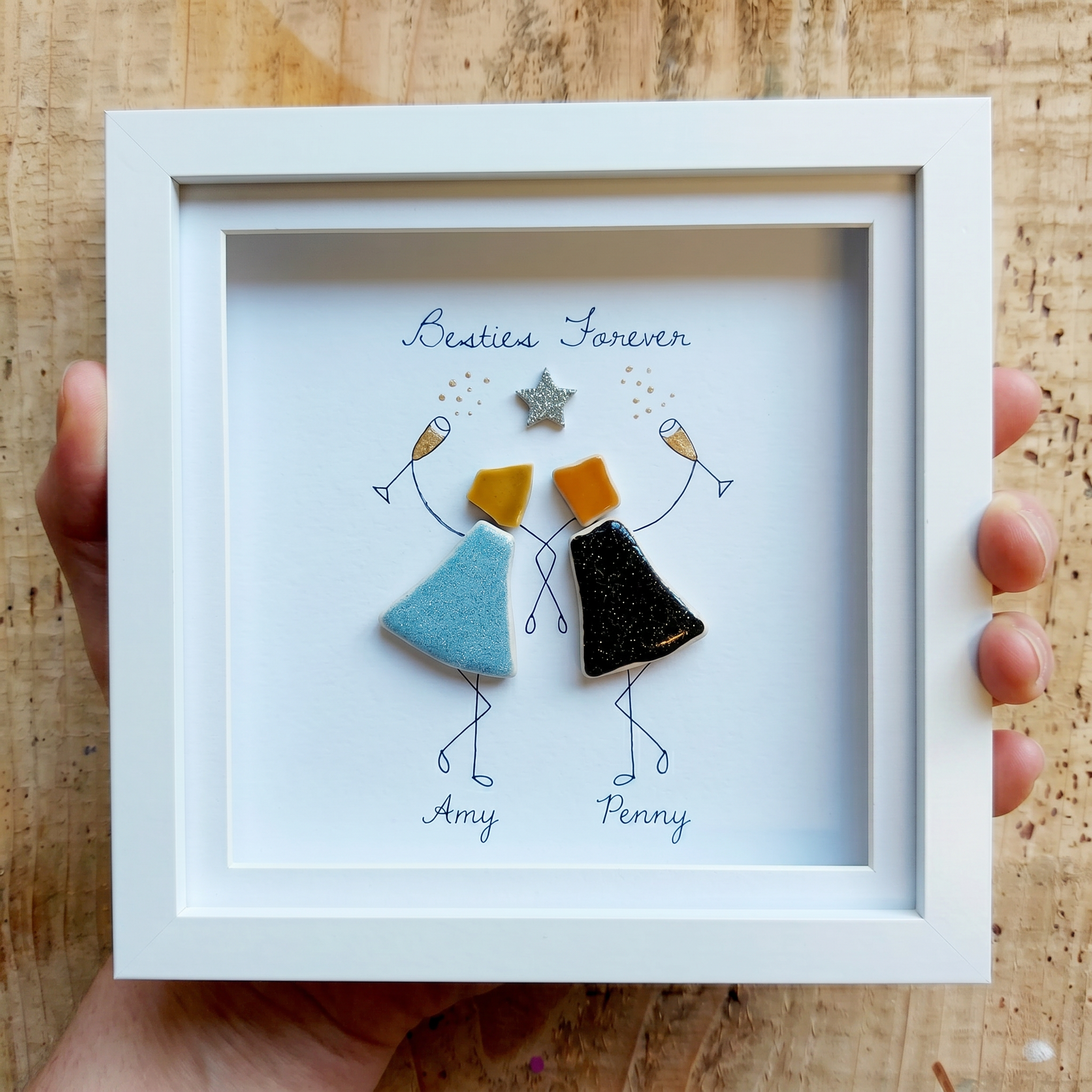 The Porcelain Tiles Art:Forever Besties — names can be customized.
