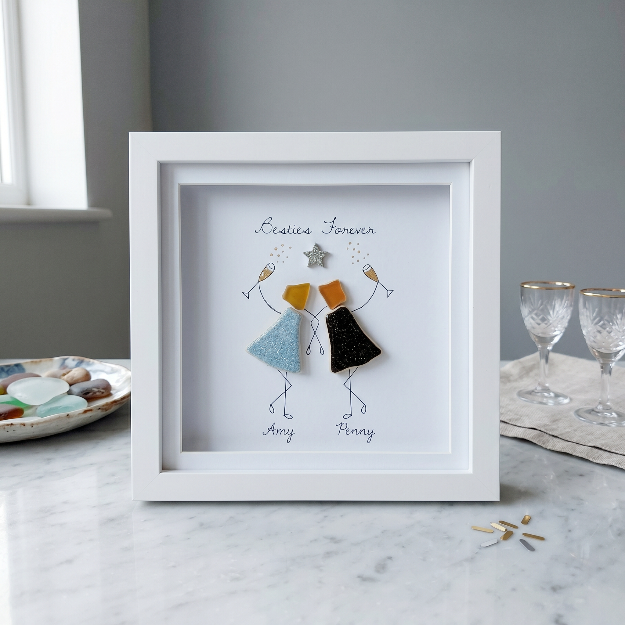 The Porcelain Tiles Art:Forever Besties — names can be customized.