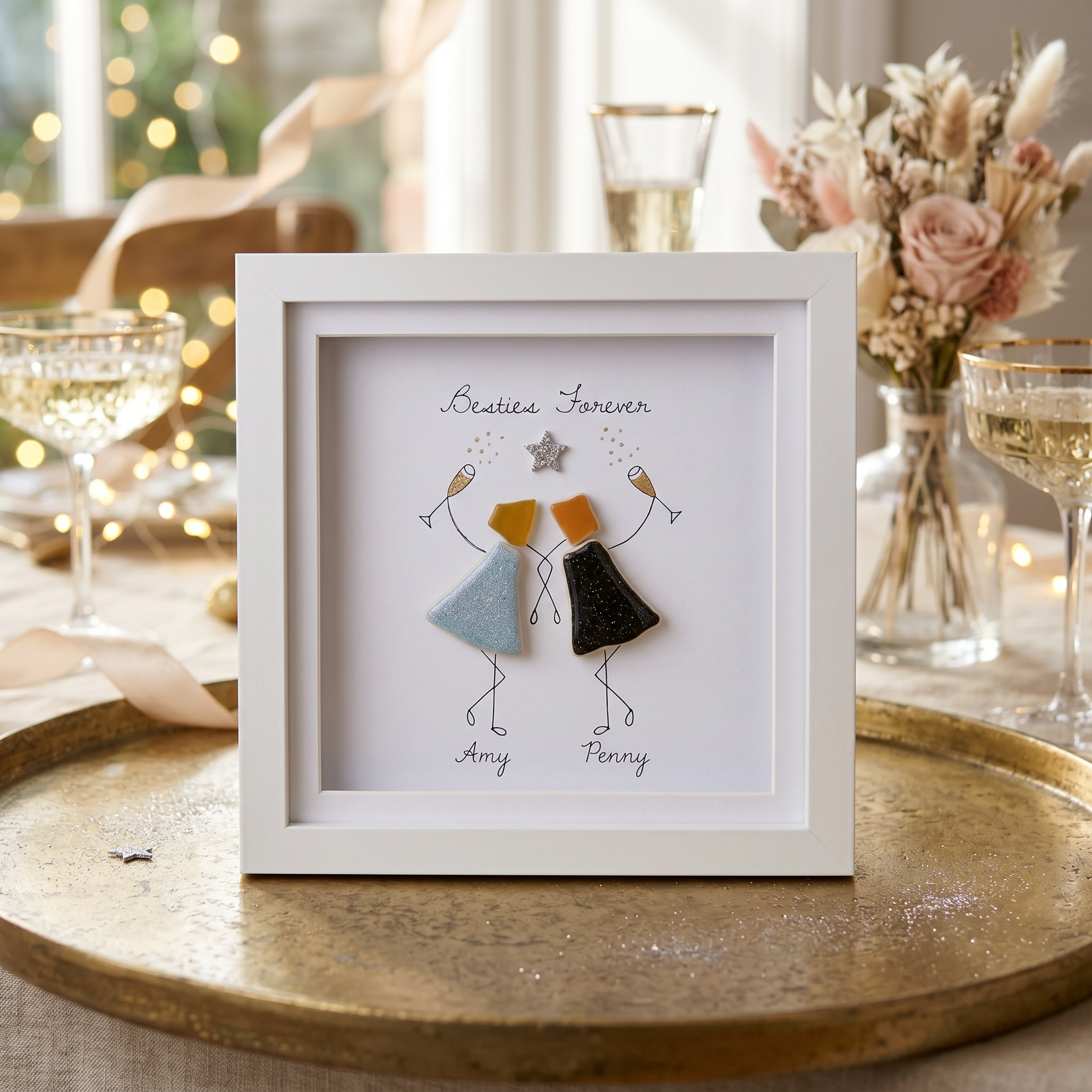 The Porcelain Tiles Art:Forever Besties — names can be customized.