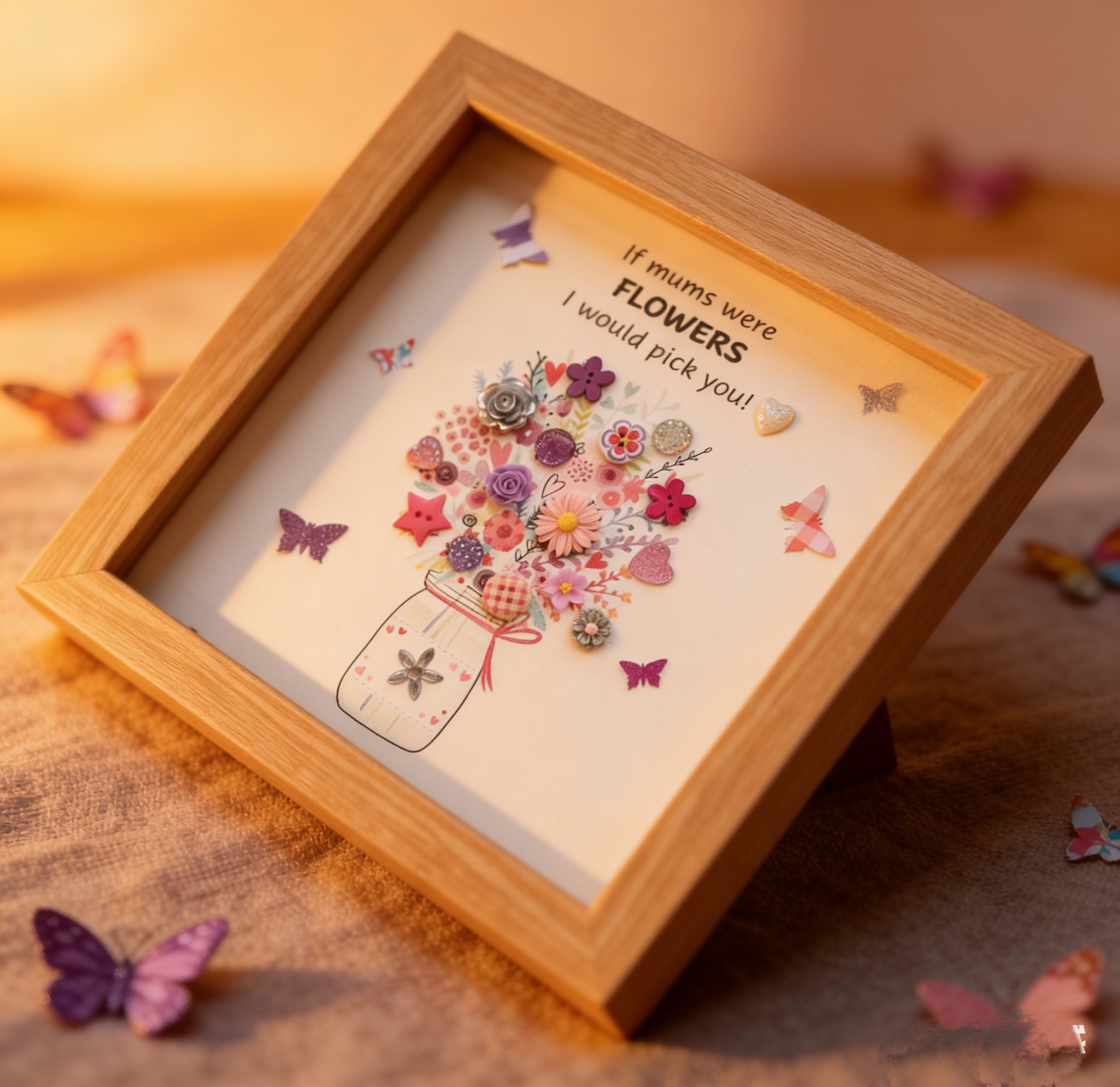 Button Art Decor：we love you ,mummy