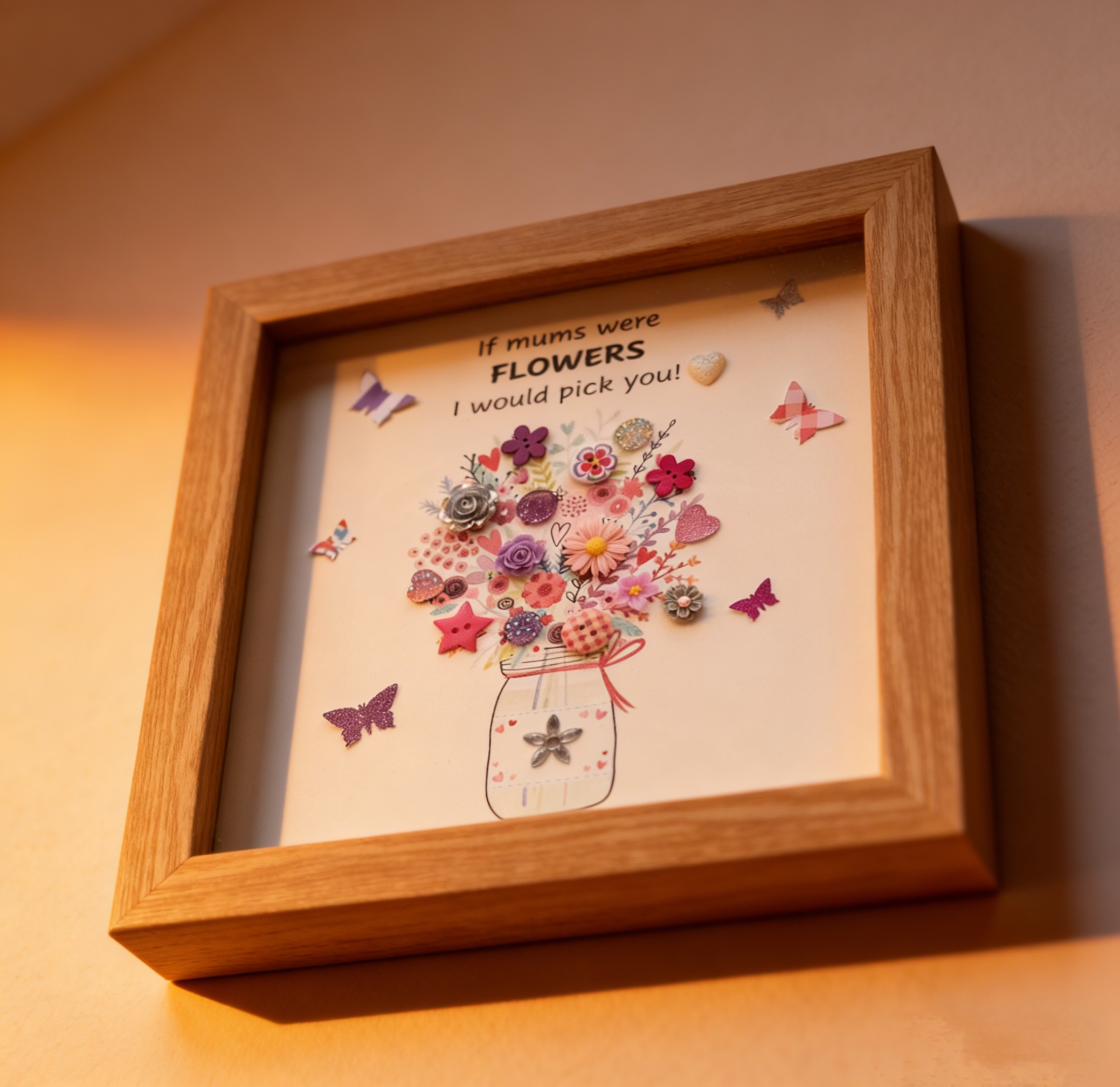 Button Art Decor：we love you ,mummy