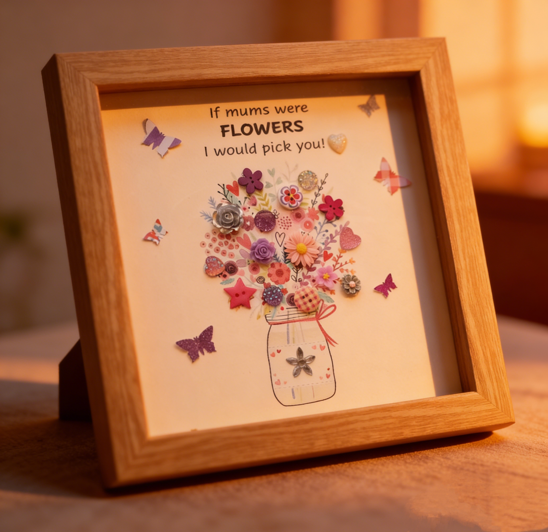 Button Art Decor：we love you ,mummy