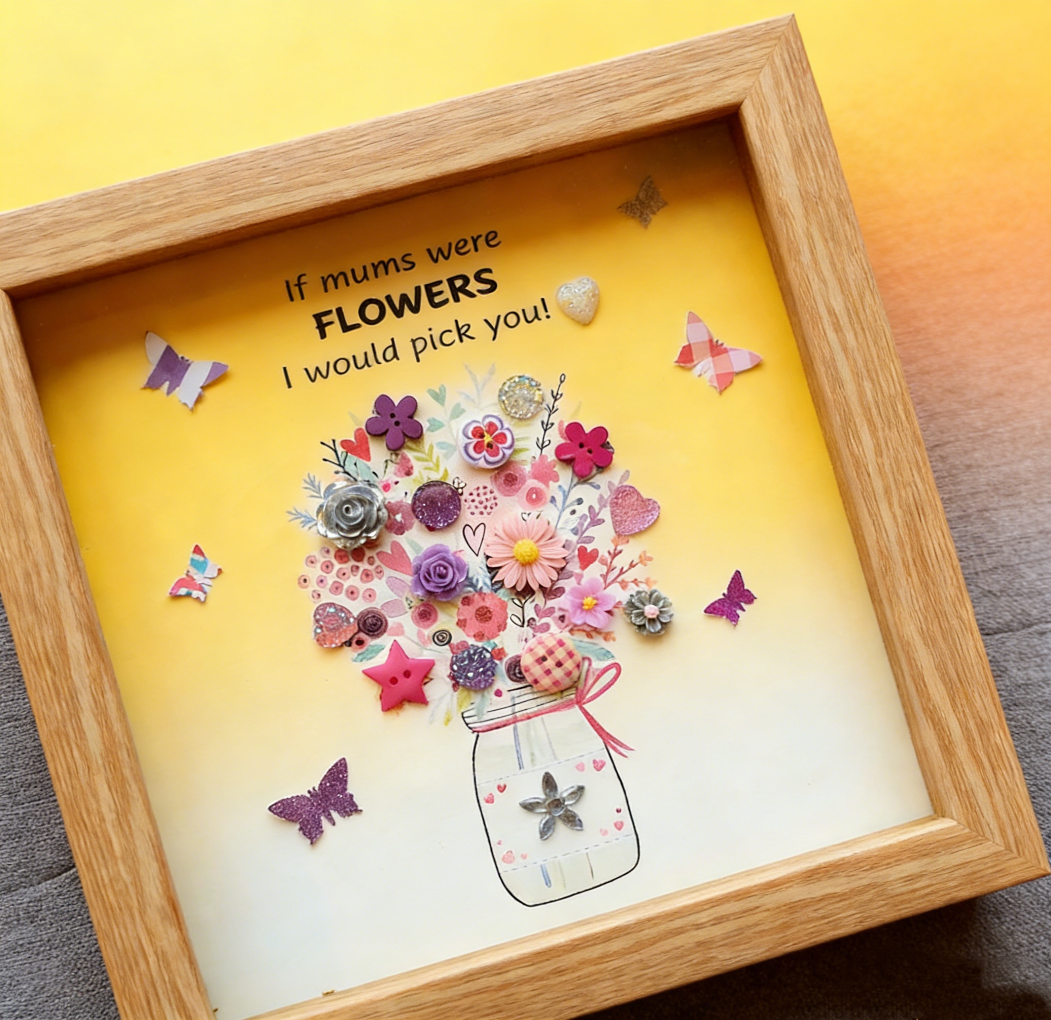 Button Art Decor：we love you ,mummy