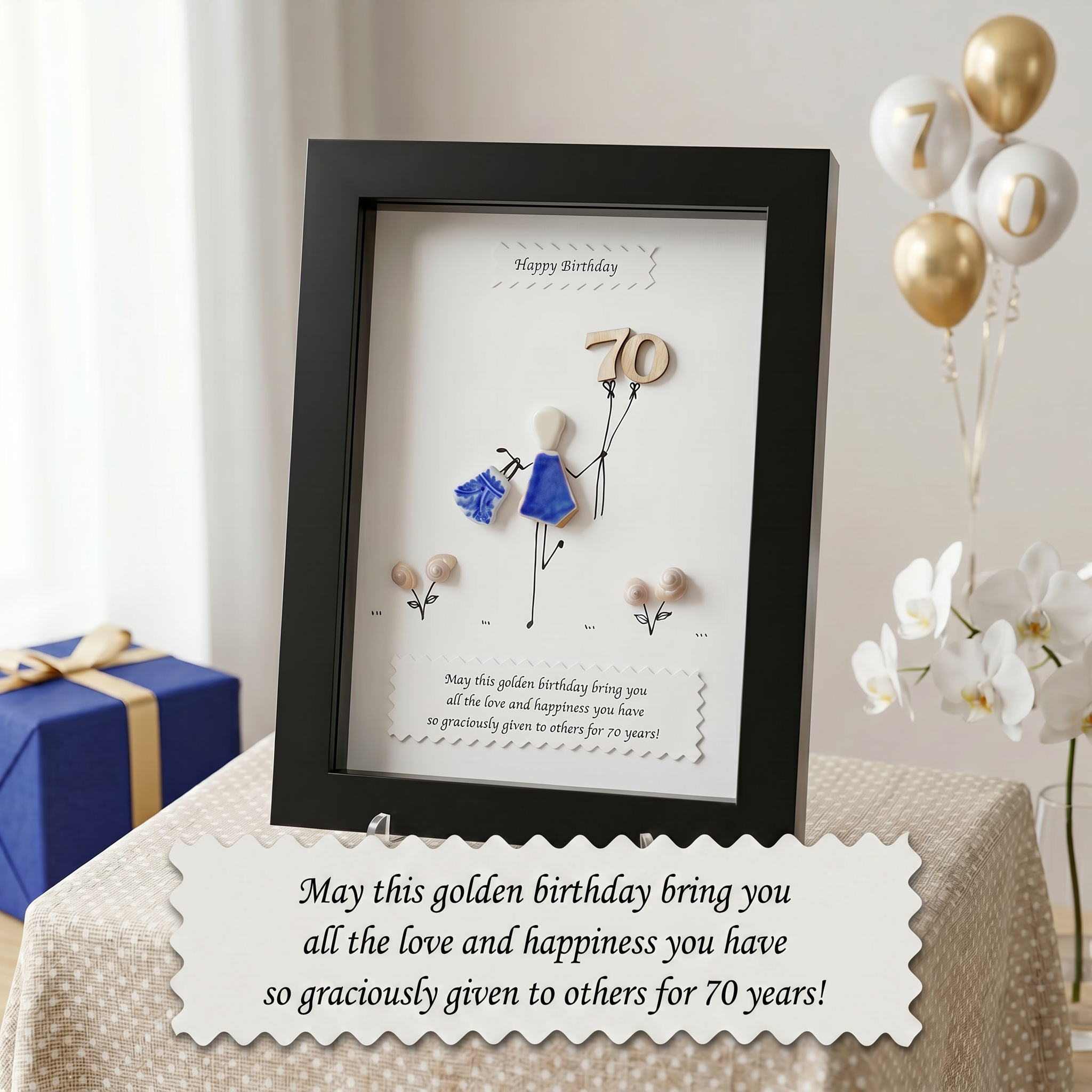 The Porcelain Tiles Art- 70th Birthday Mosaic-Style Photo Frame