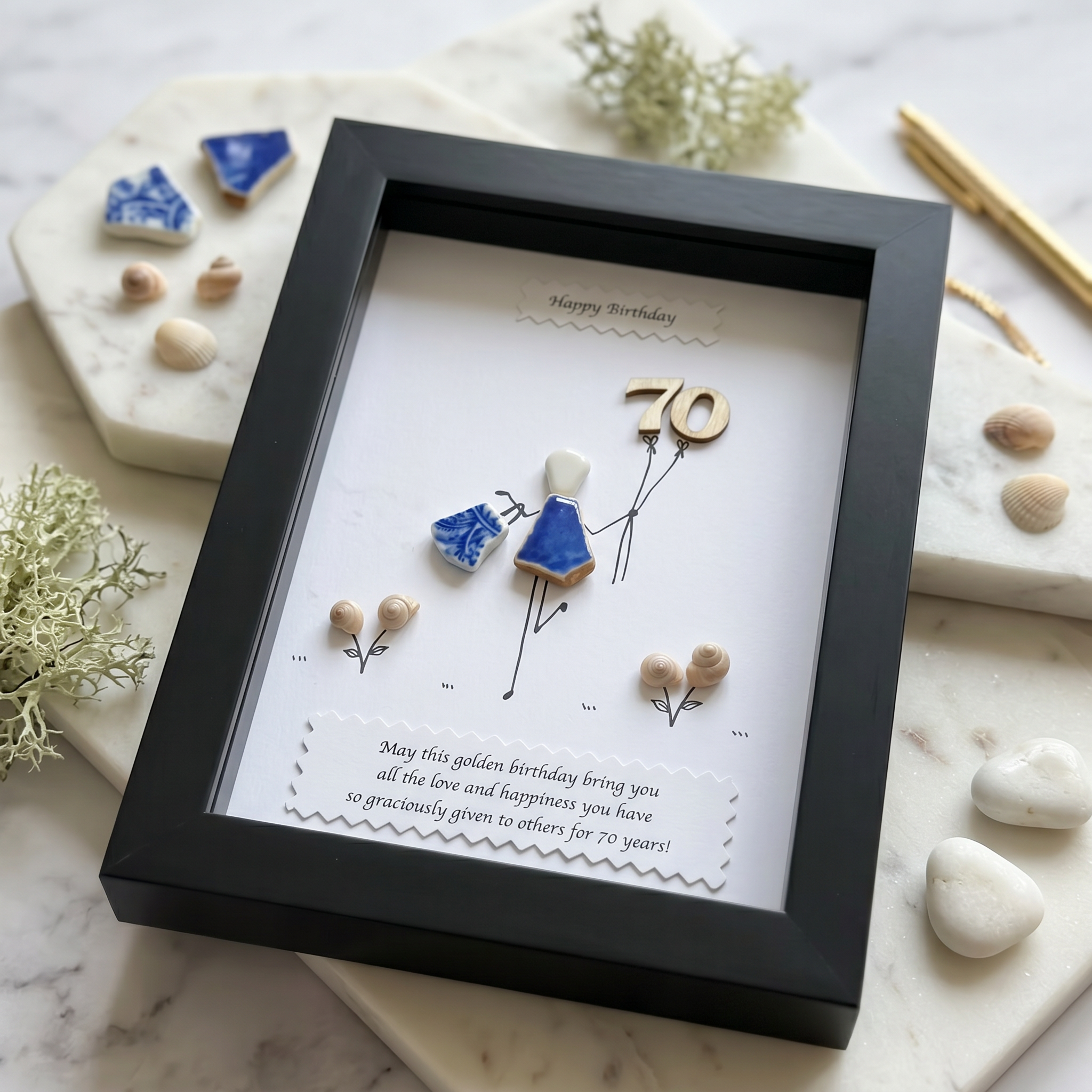 The Porcelain Tiles Art- 70th Birthday Mosaic-Style Photo Frame