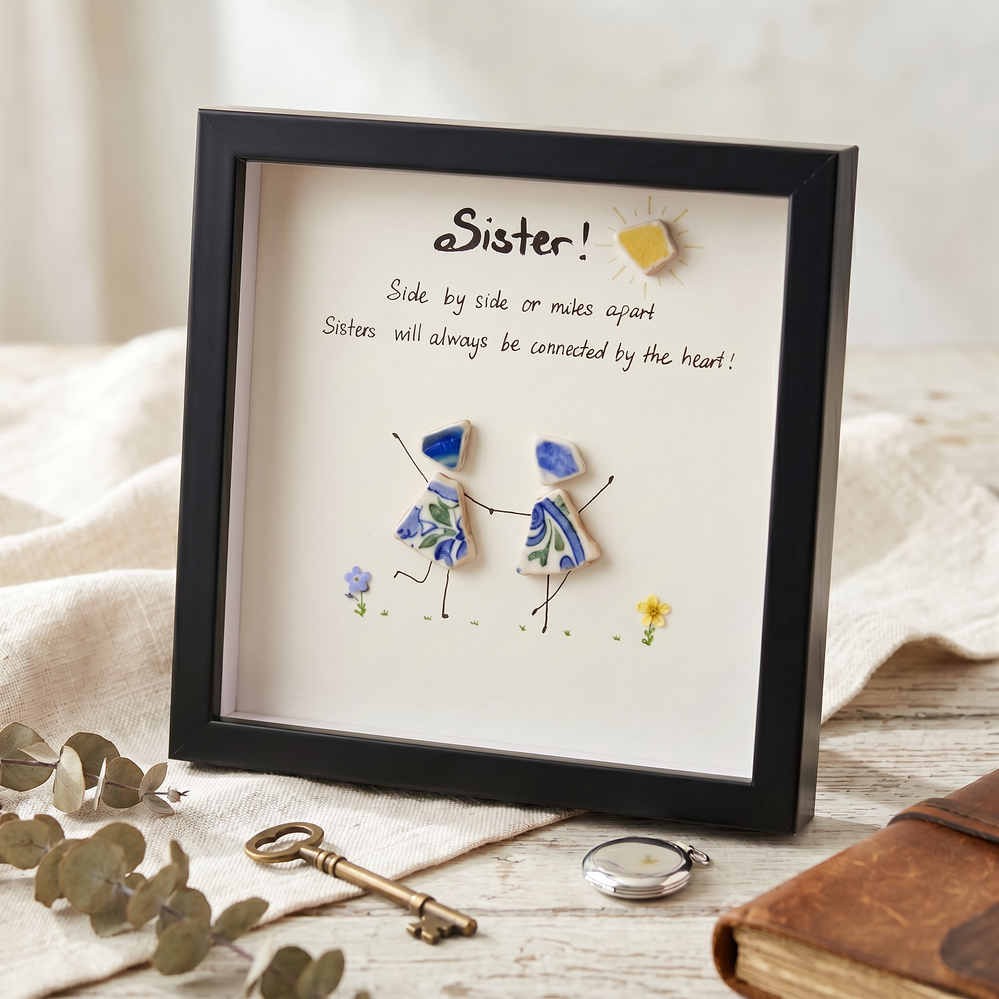 The Porcelain Tiles Art-👭💕Sisters will always be connected by the heart!