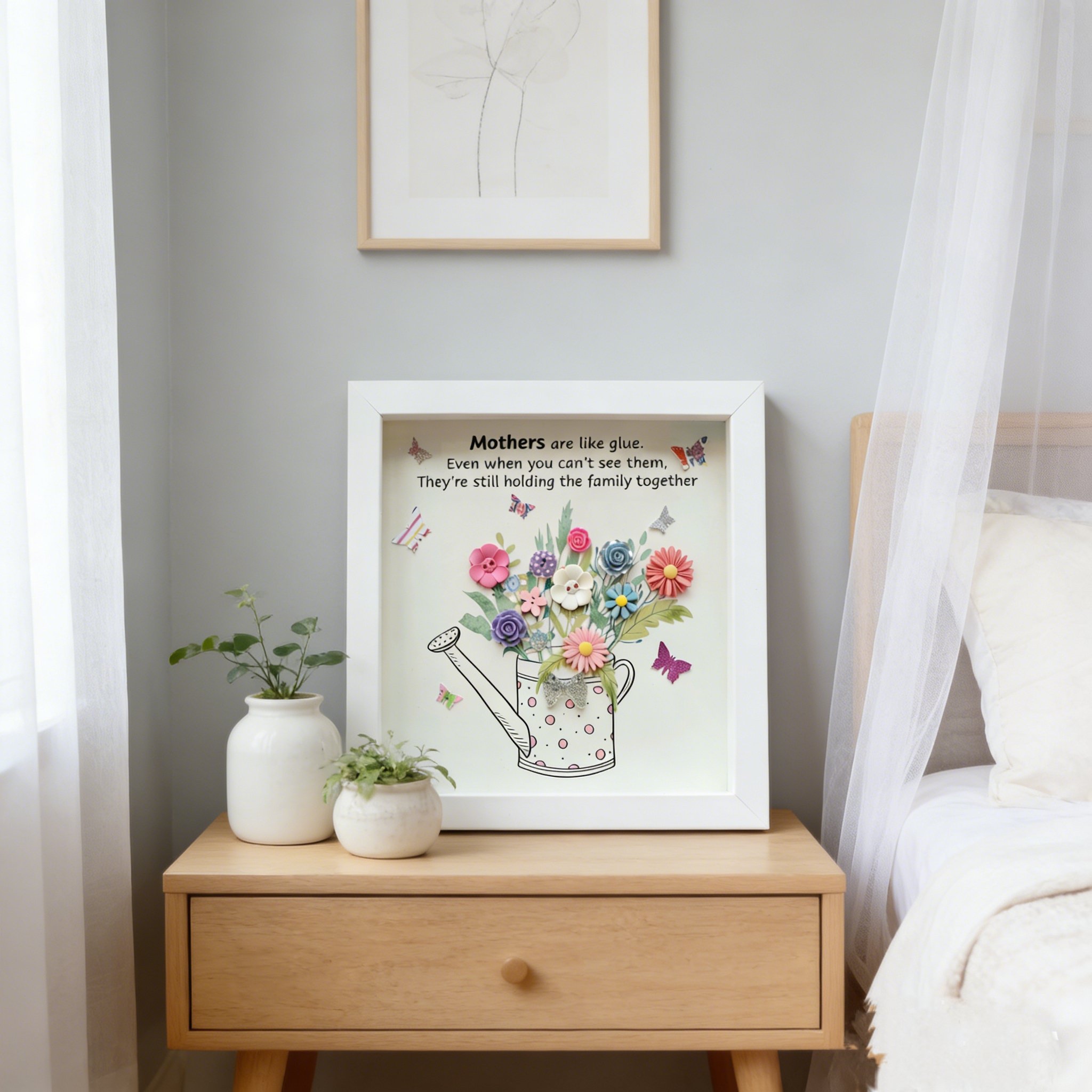 Button Art Decor：A bouquet of flowers, a meaningful gift for mothers.