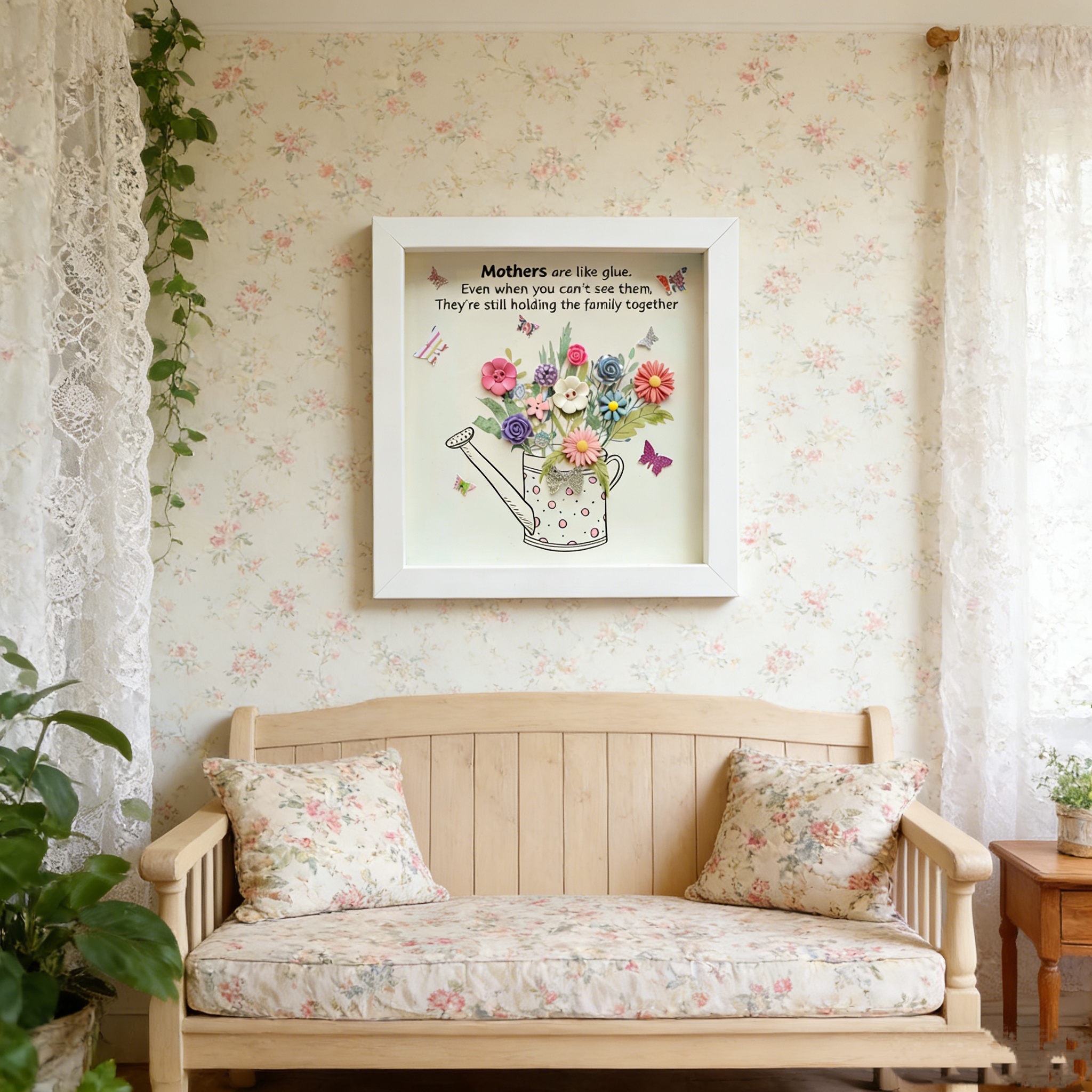 Button Art Decor：A bouquet of flowers, a meaningful gift for mothers.