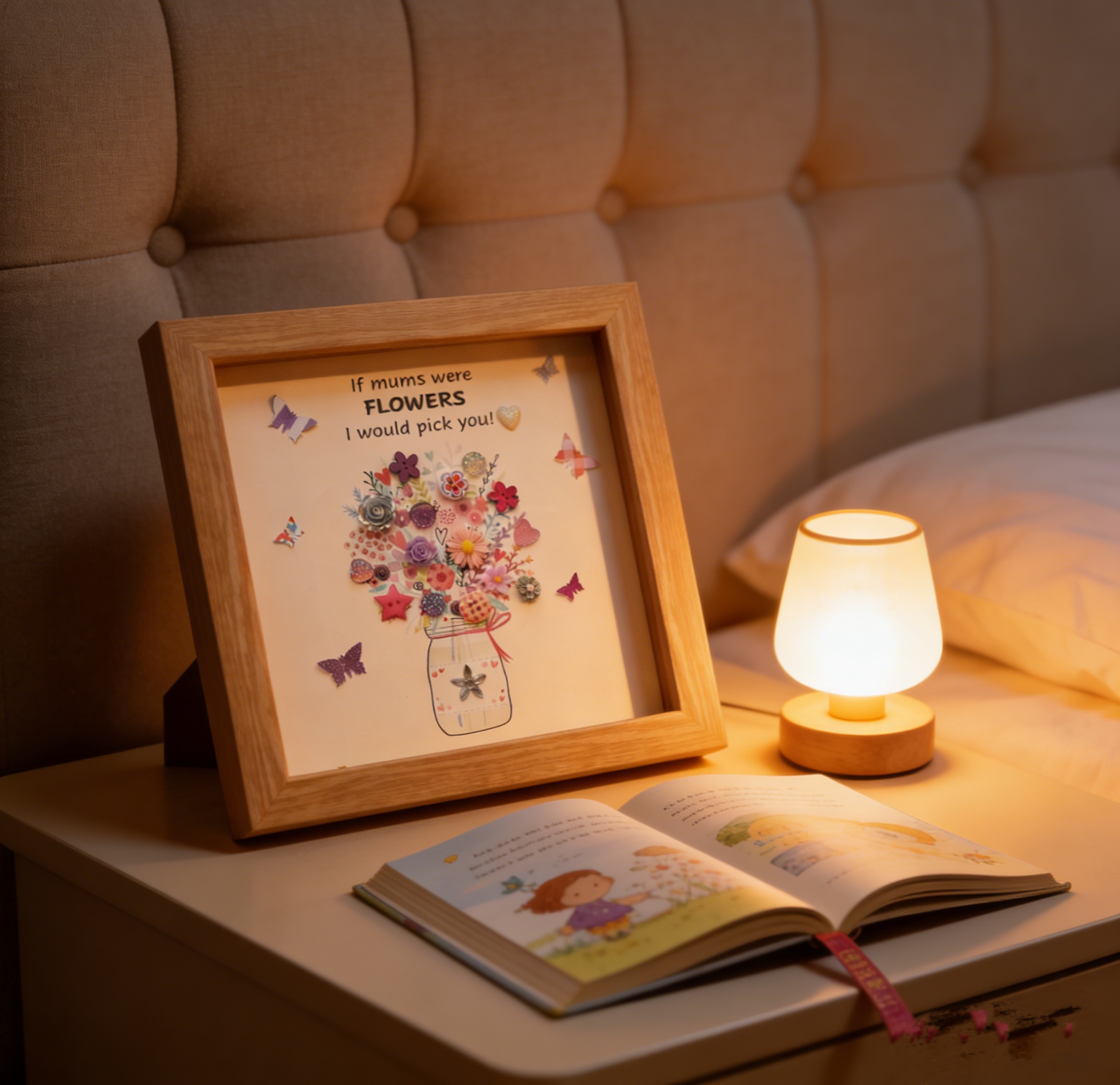 Button Art Decor：A bouquet of flowers, a meaningful gift for mothers.