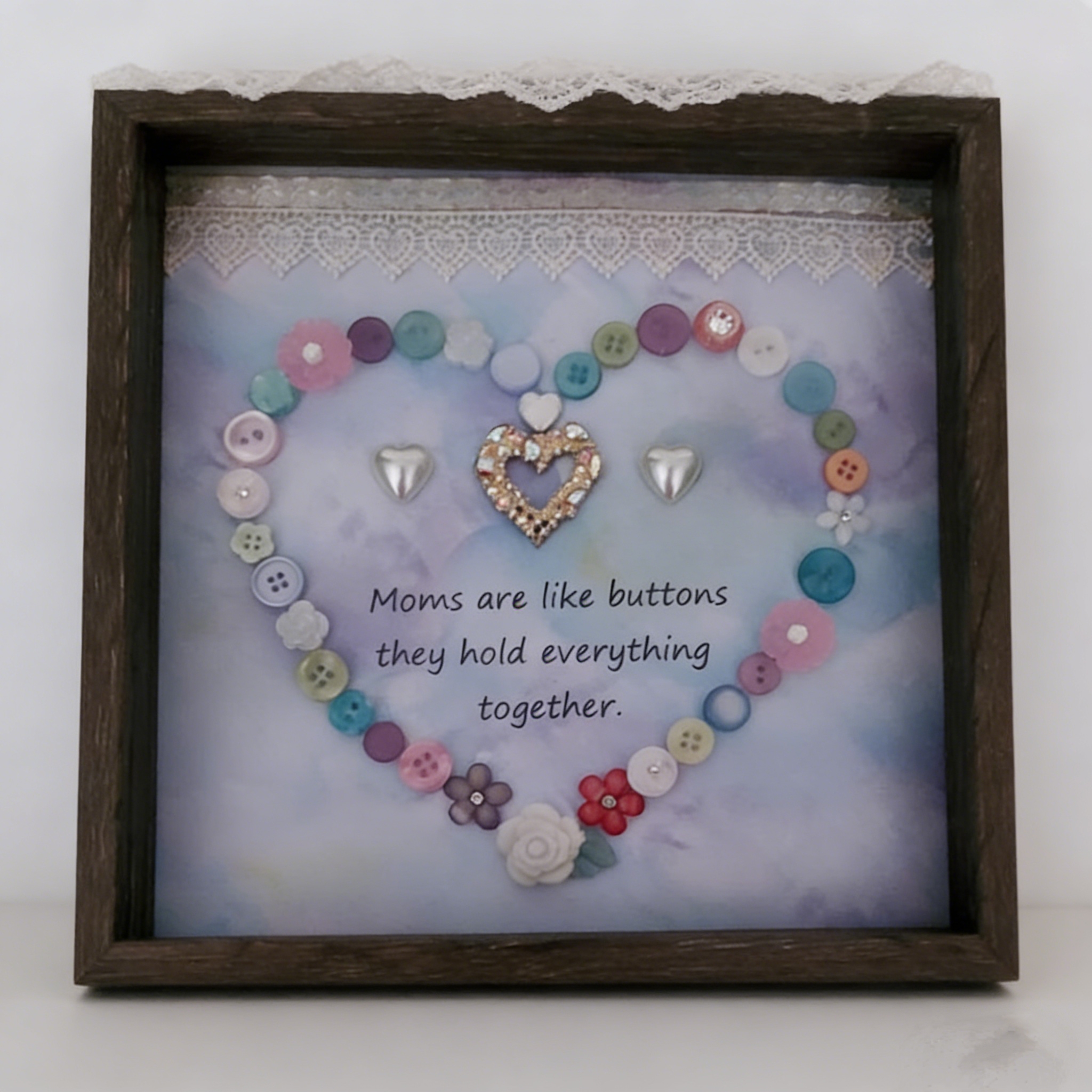 Button Art Decor：button heart, a meaningful gift for mothers.