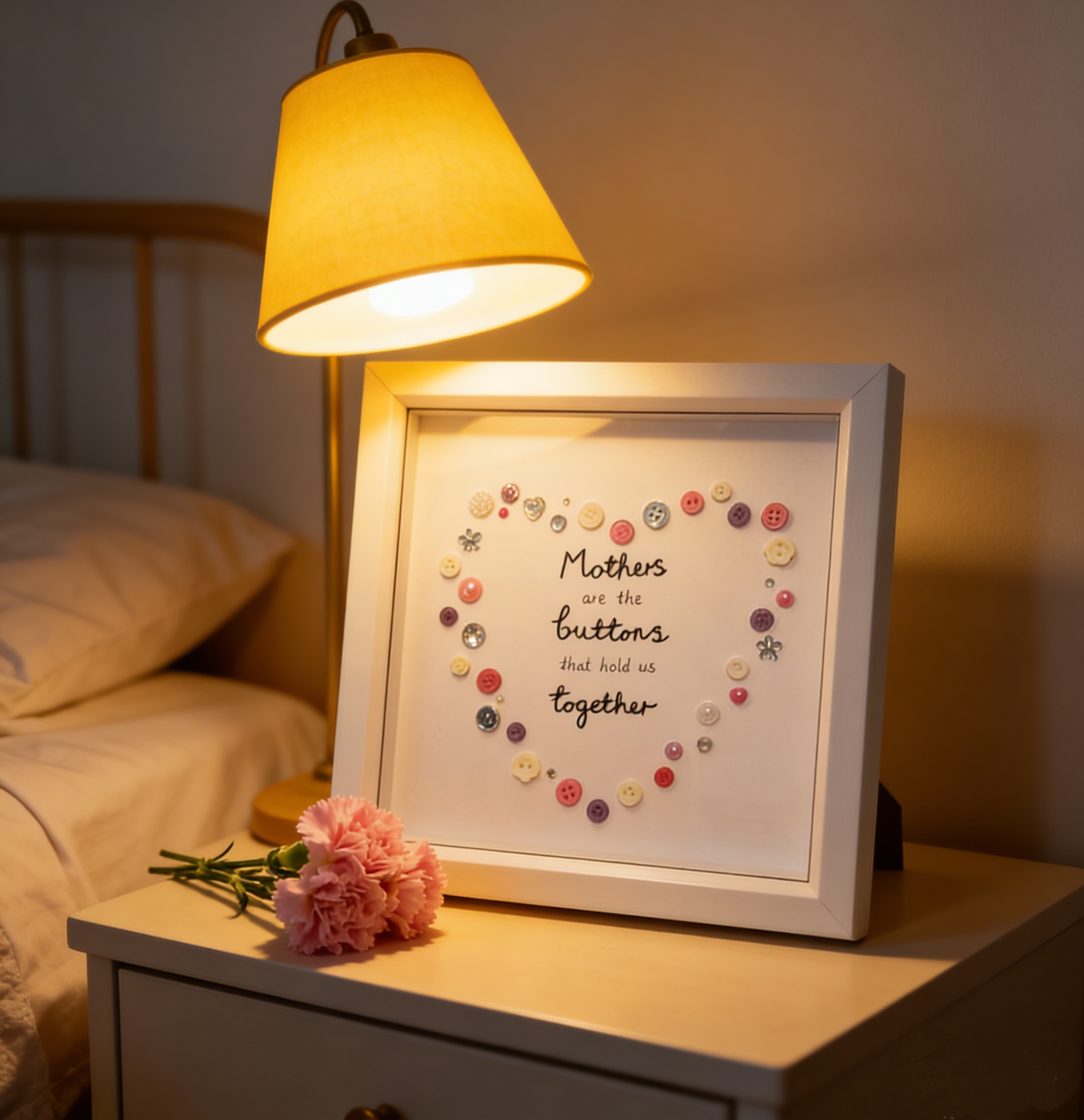 Button Art Decor：button heart, a meaningful gift for mothers.