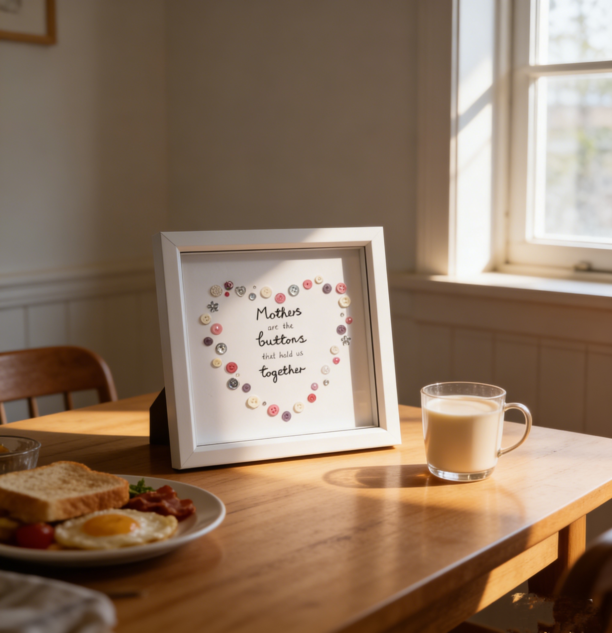 Button Art Decor：button heart, a meaningful gift for mothers.