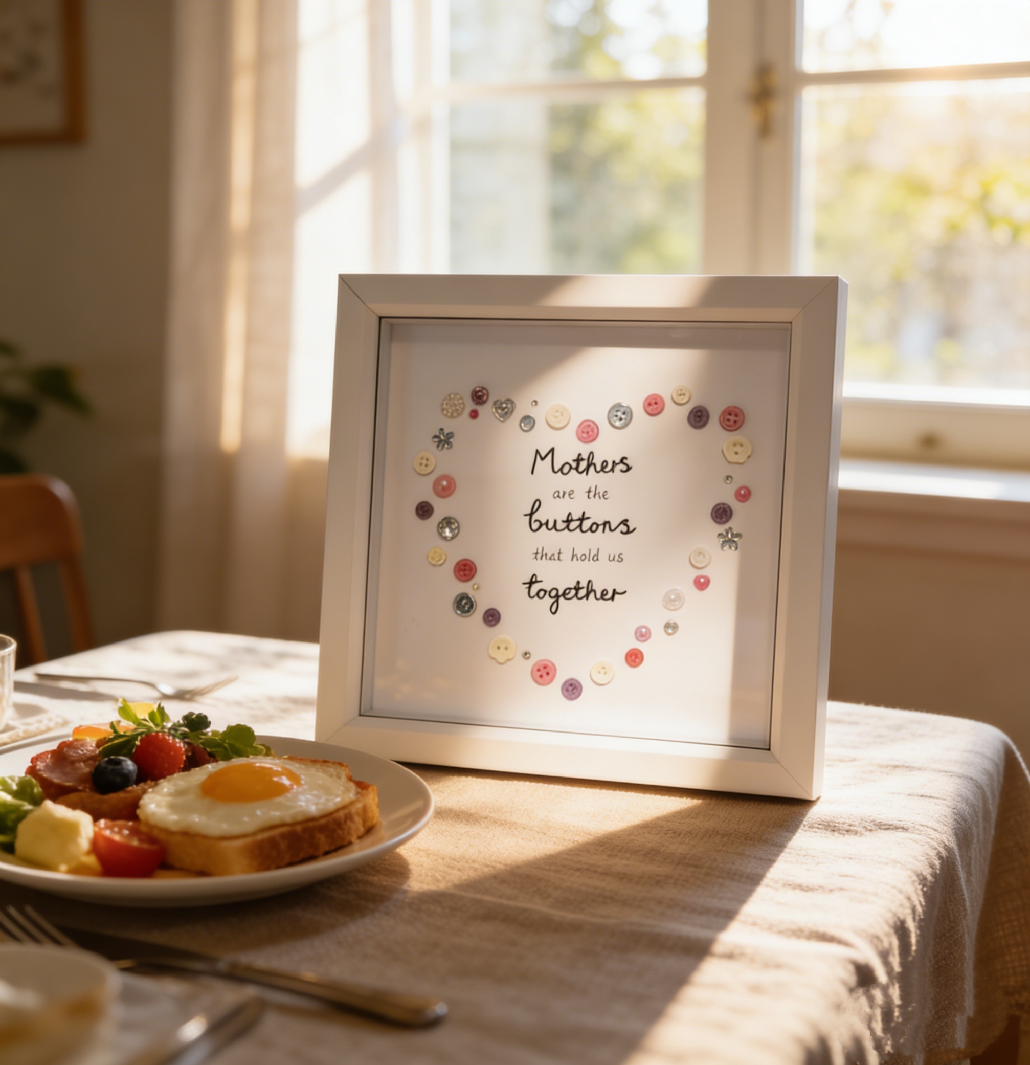 Button Art Decor：button heart, a meaningful gift for mothers.