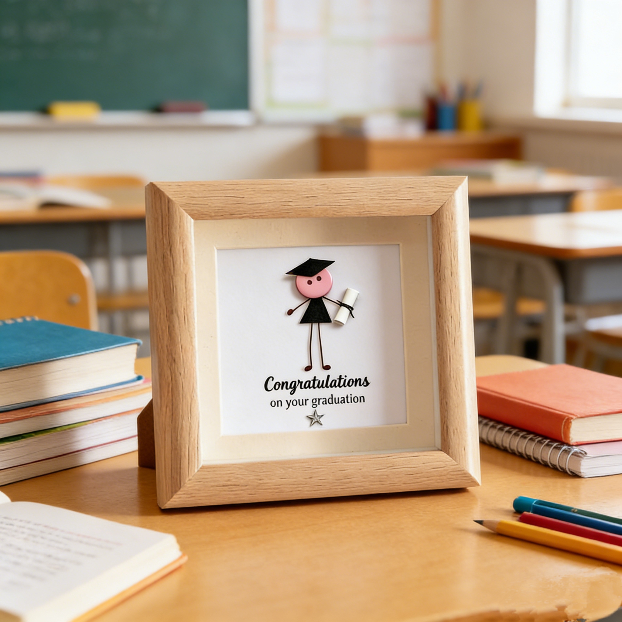 Button art decor for friends：Happy Graduation! 🎓✨