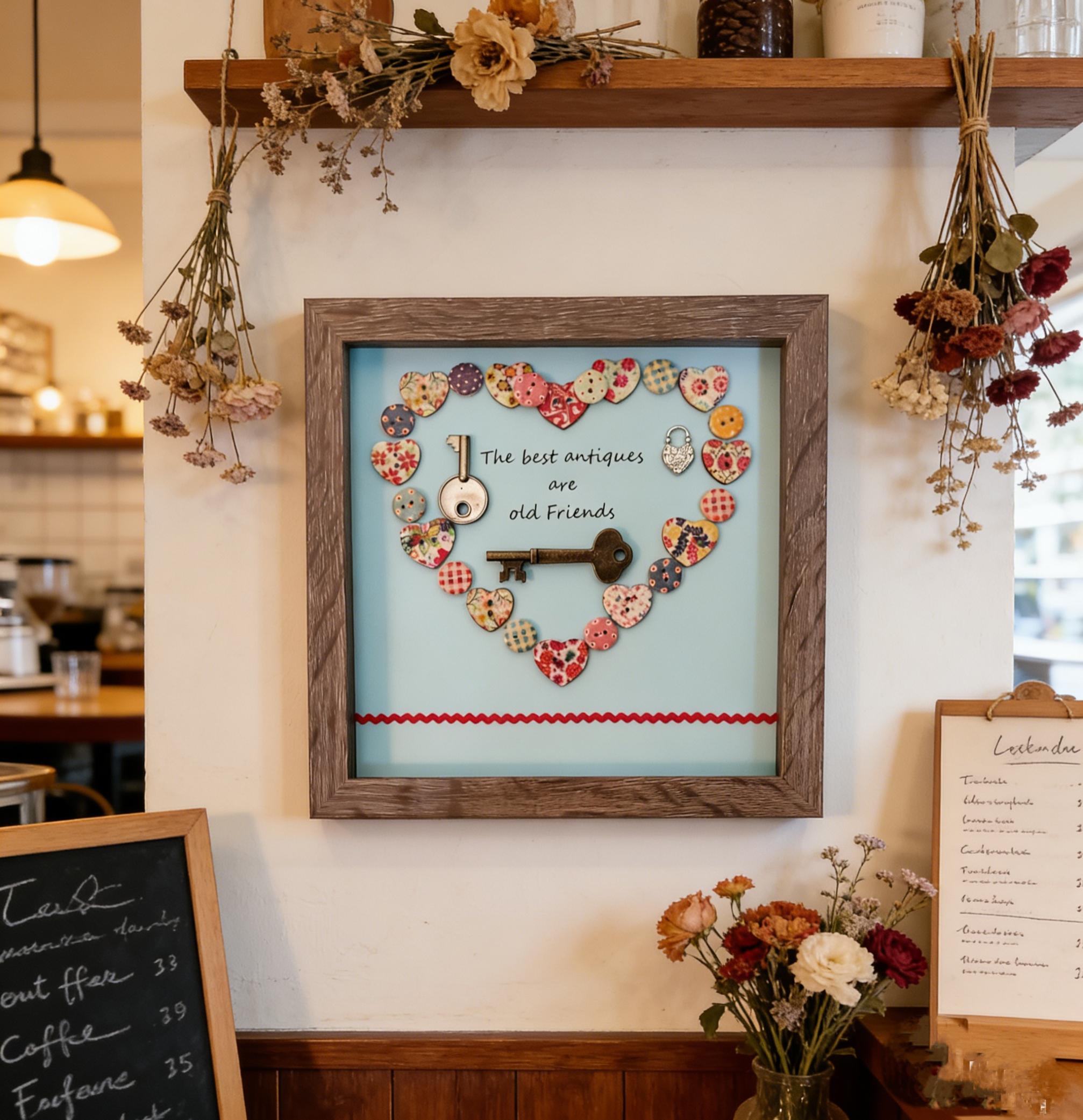 Button art decor for friends: The best antiques are old friends