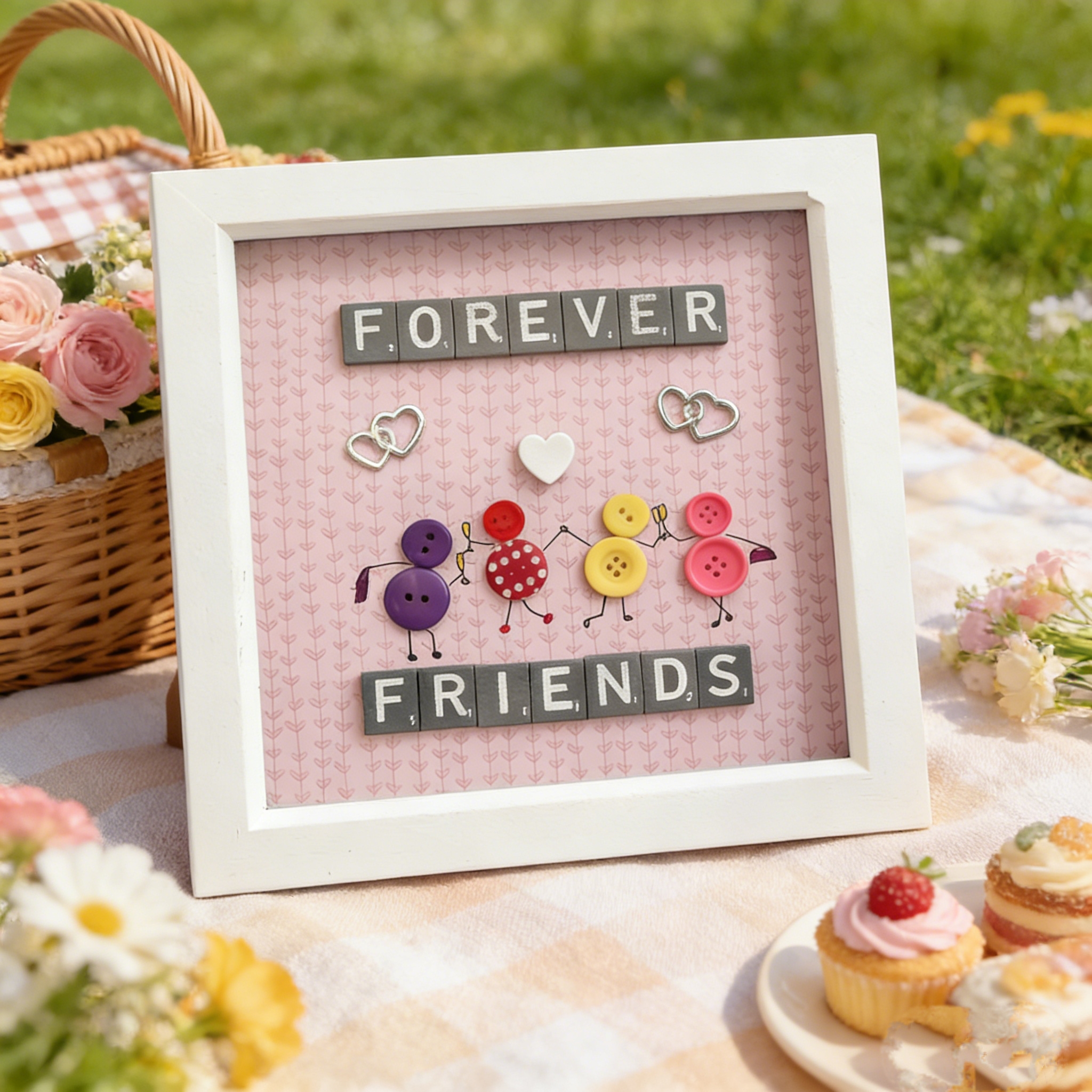 Button art decor for friends: forever friend