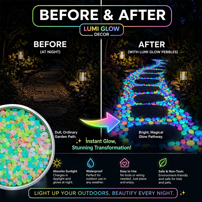 💥Glow-in-the-Dark Garden Pebbles – Decorative Outdoor Landscape Stones for Pathways & Flower Beds ✨🌿