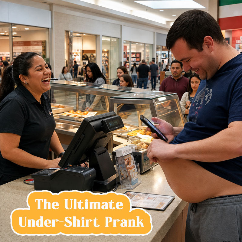 Novelty belly waist bag worn under shirt for prank effect