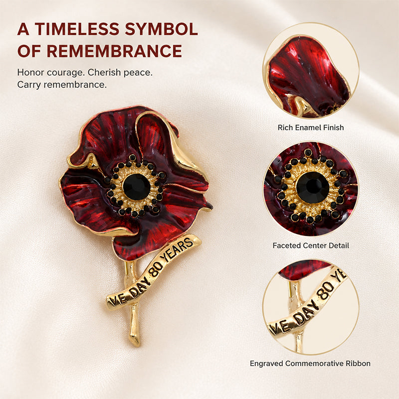 🌺 Red Enamel Poppy Brooch
