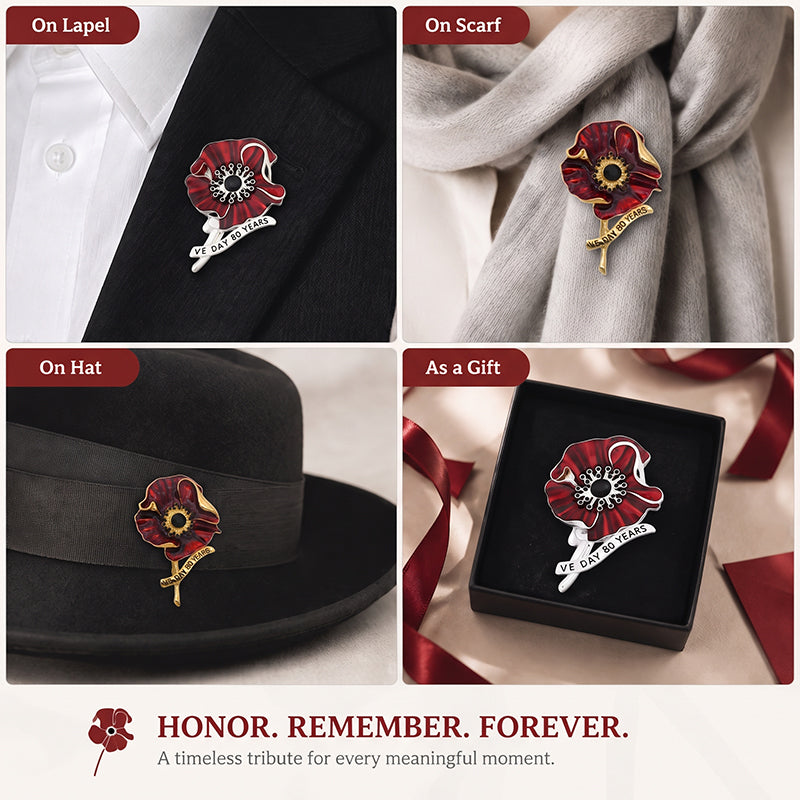 🌺 Red Enamel Poppy Brooch