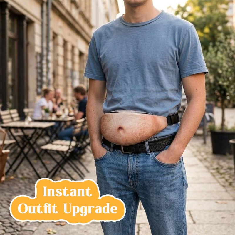 Funny belly waist bag paired with casual clothing