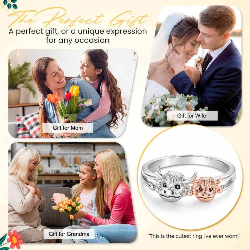 Highland Cow Guardian Ring: A warm presence on your fingertip, symbolising the deep bond between mother and child