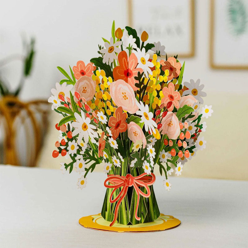 💐 Pop-Up-Valentinstagskarte mit Wildblumenmotiv
