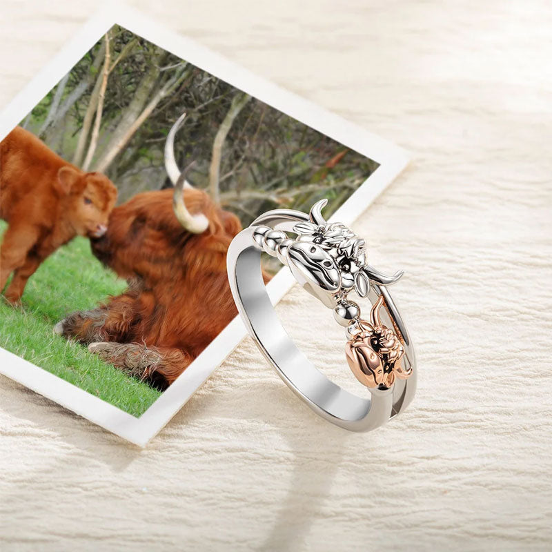 Highland Cow Guardian Ring: A warm presence on your fingertip, symbolising the deep bond between mother and child