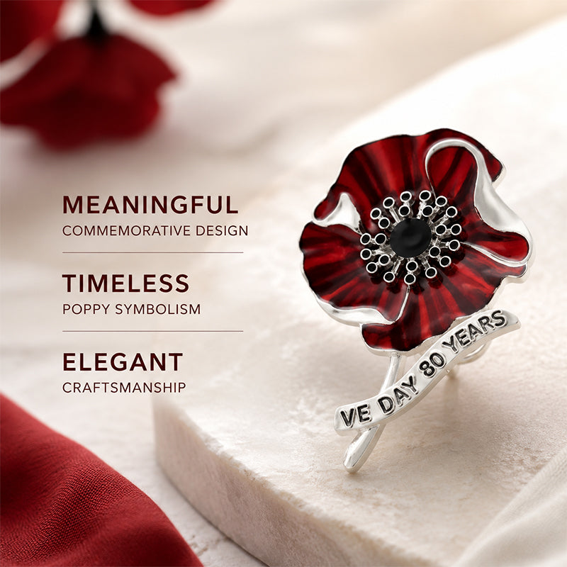 🌺 Red Enamel Poppy Brooch