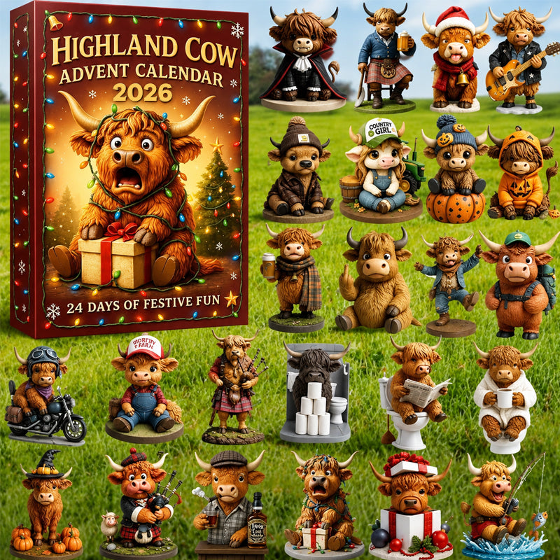 🐮 2026 Cartoon Highland Cow Advent Calendar