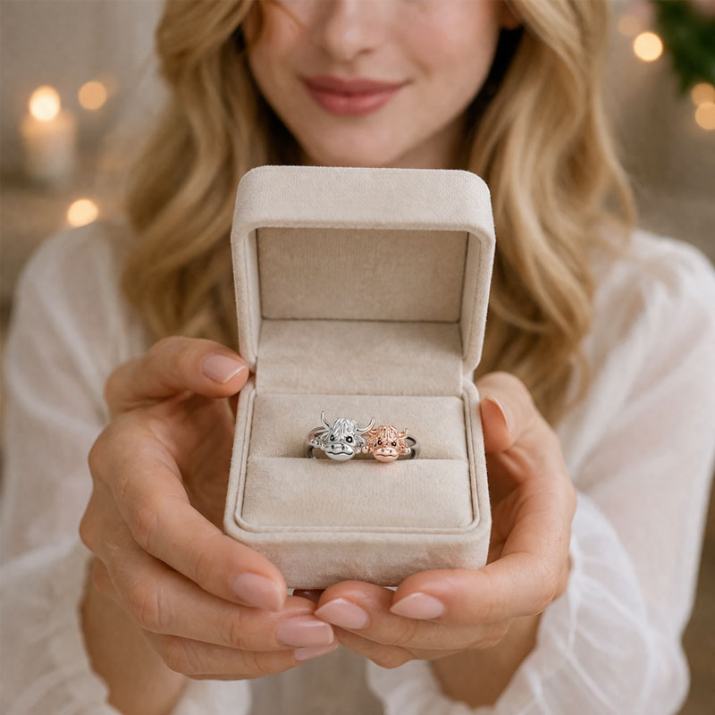 Highland Cow Guardian Ring: A warm presence on your fingertip, symbolising the deep bond between mother and child