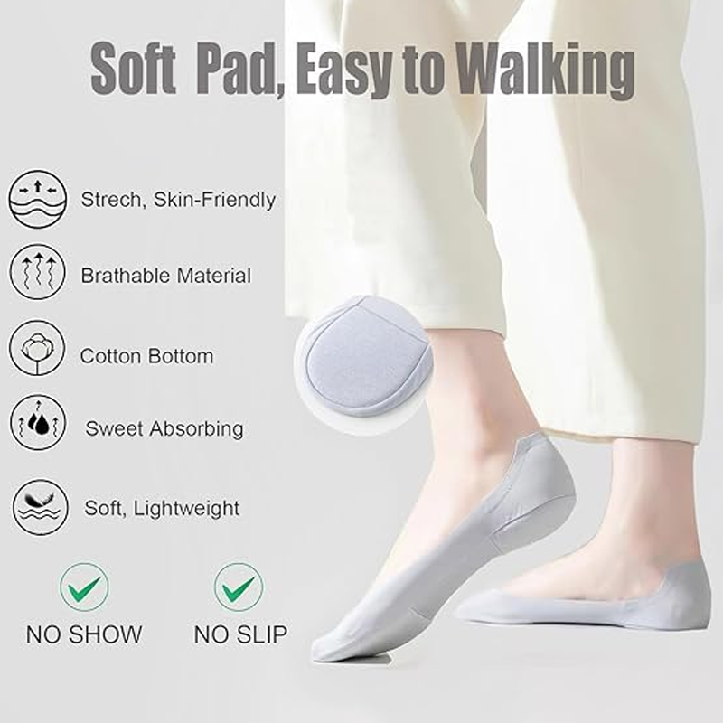 CushionCloud No-Show Socks – Soft Non-Slip Invisible Comfort Socks 👣✨