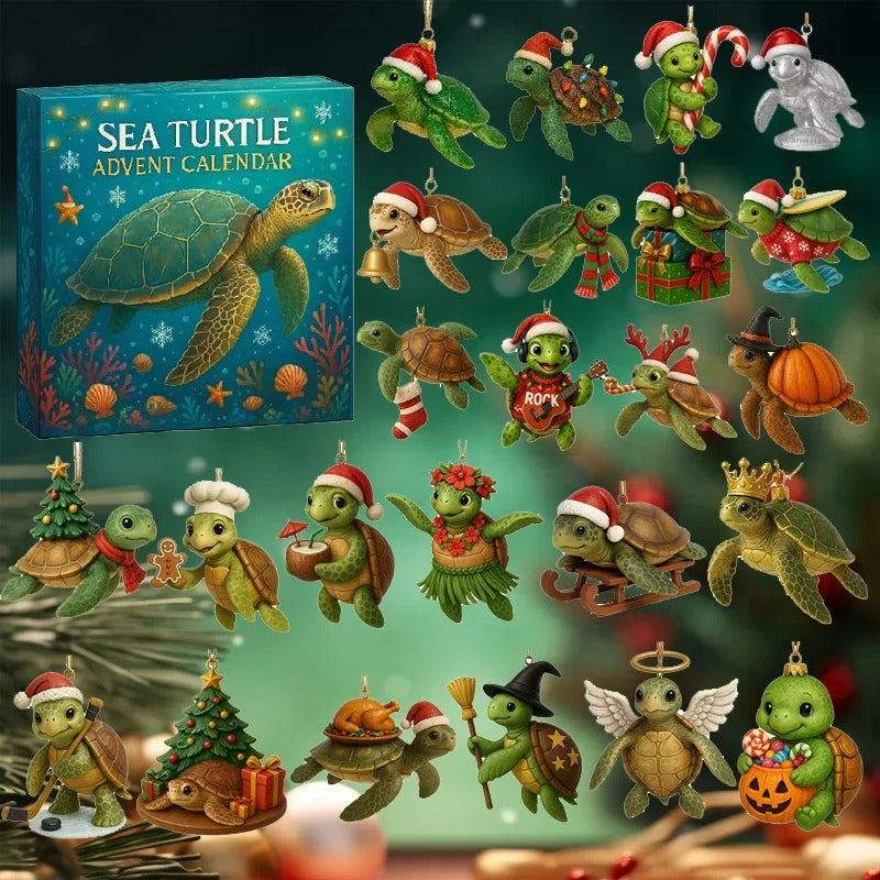 🐢Sea Turtle Advent Calendar 2026 – Christmas Turtle Countdown Gift 🎄