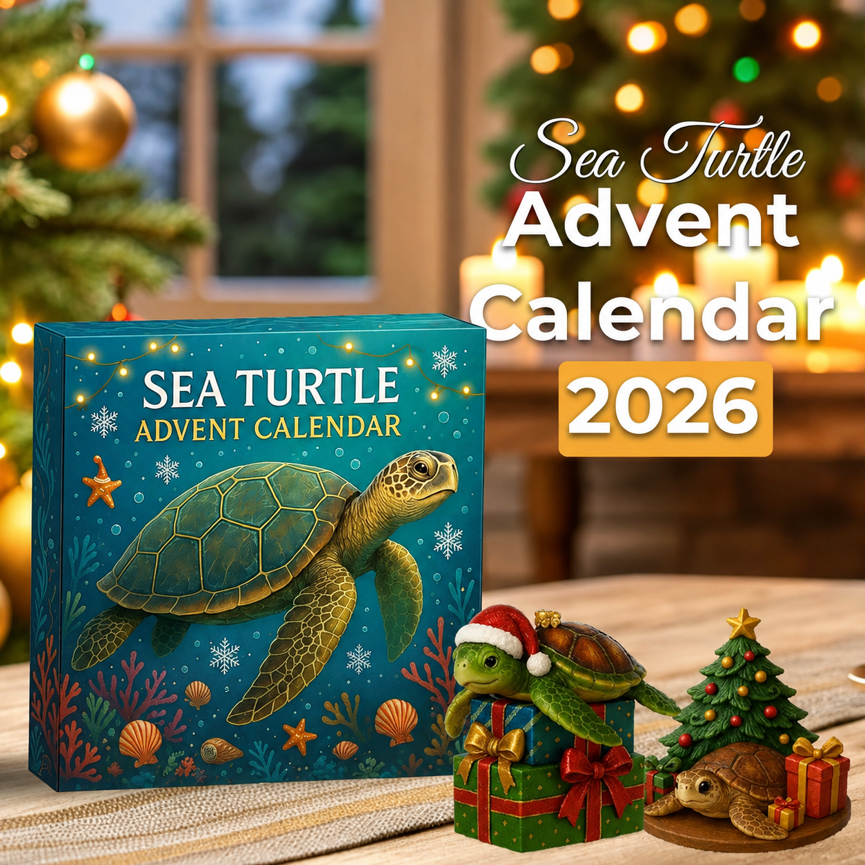 🐢Sea Turtle Advent Calendar 2026 – Christmas Turtle Countdown Gift 🎄