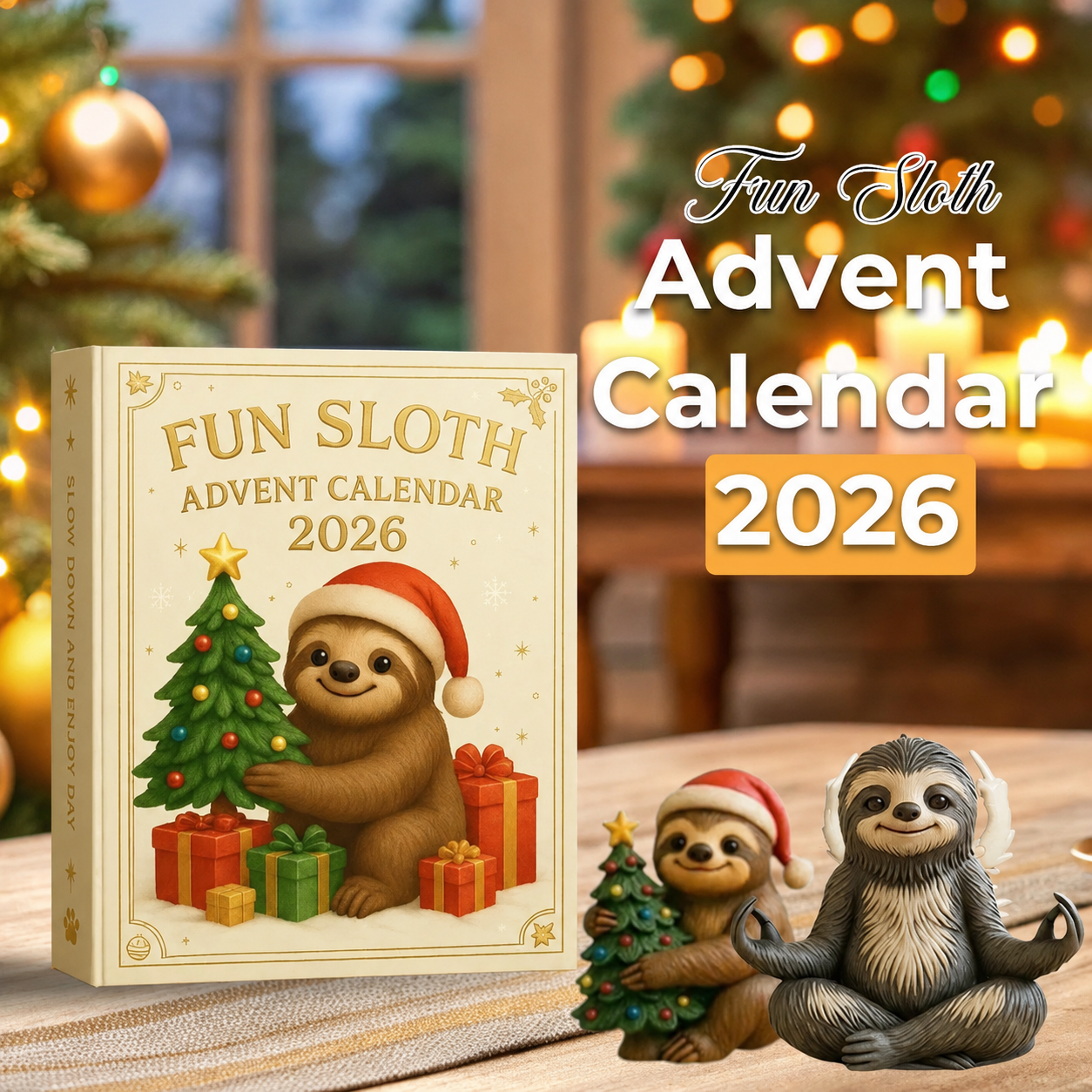 🦥Fun Sloth Christmas Advent Calendar 2026 – Cute Sloth Countdown Collection🎄