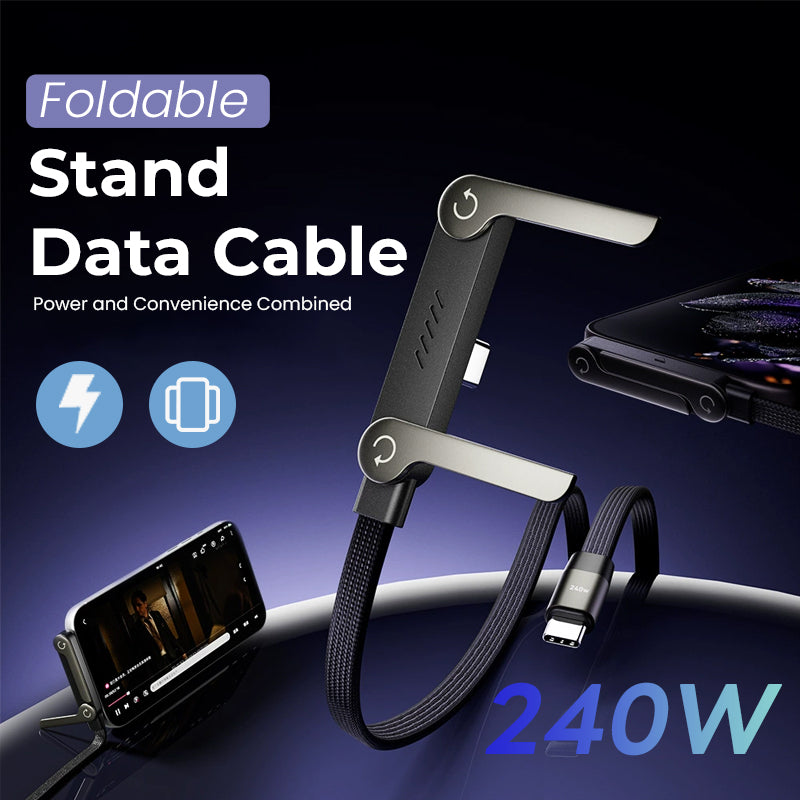⚡2-in-1 Invisible Holder Charger Cable – 240W Fast Charging Cord with Built-In Phone Stand