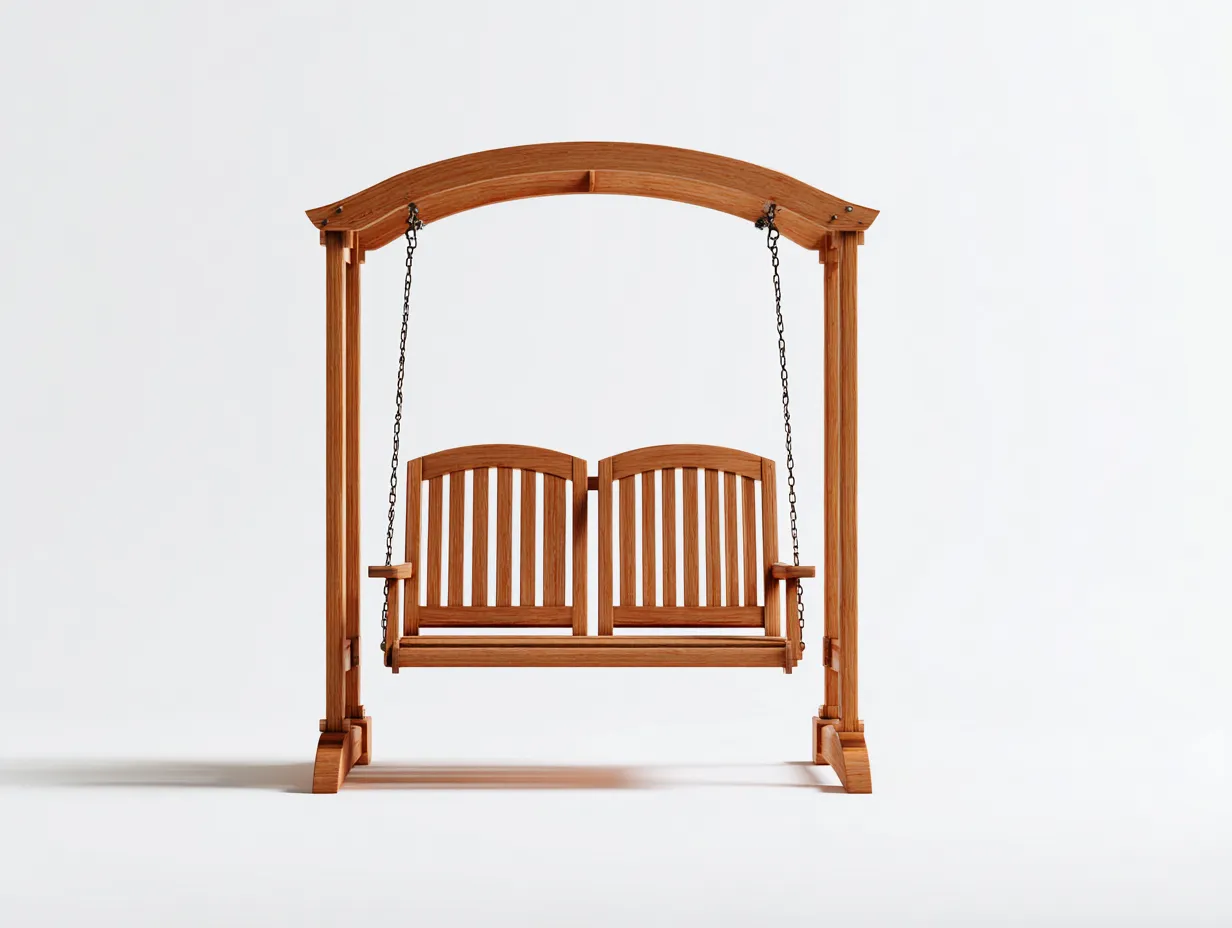 Gartenschaukeln - Holz-Metall - 182x120x178 cm - Naturholz - Klassische Gartenschaukel mit Holzgestell-Craftuphut