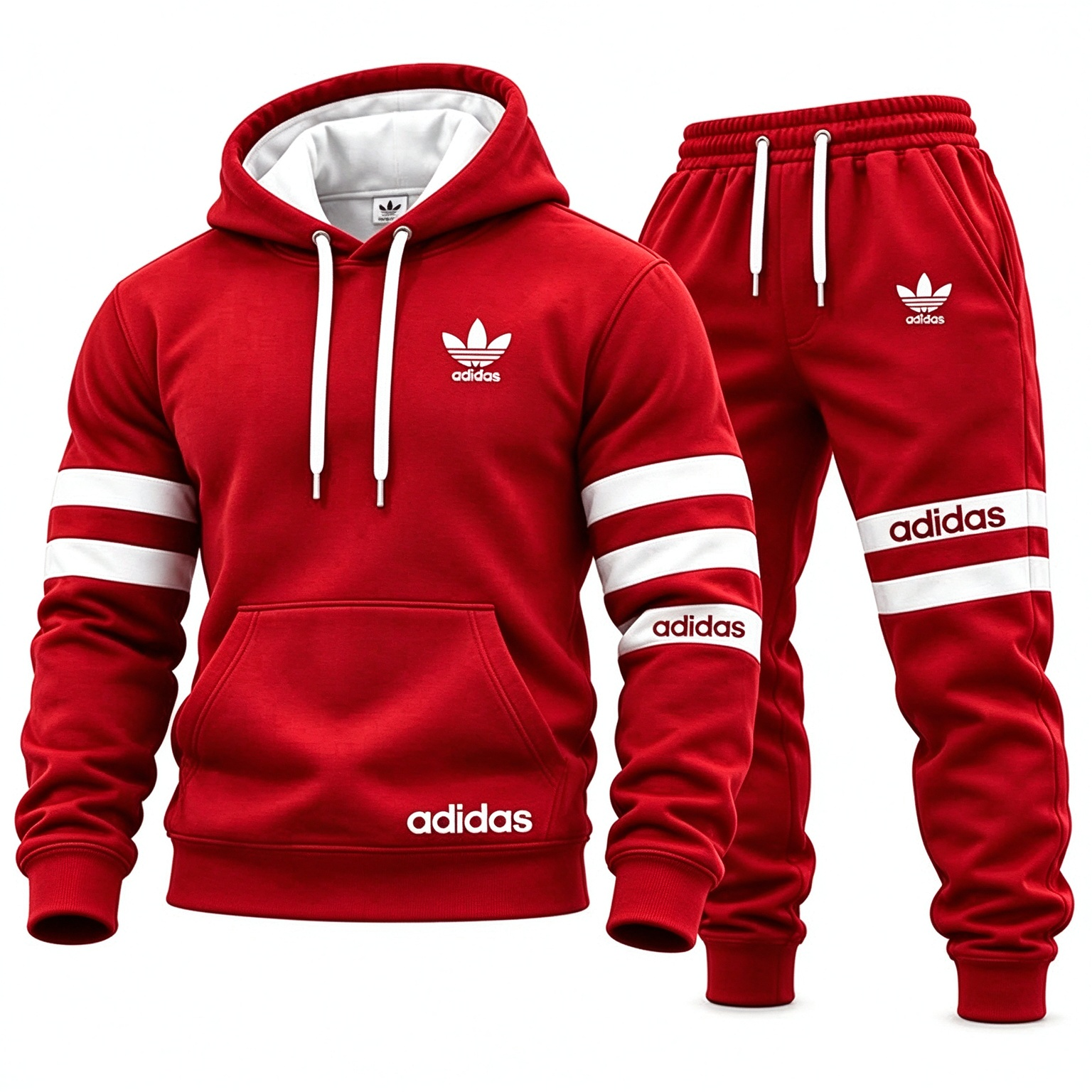 adidas Férfi kapucnis szabadidőruha szett, fekete csíkos sportruha