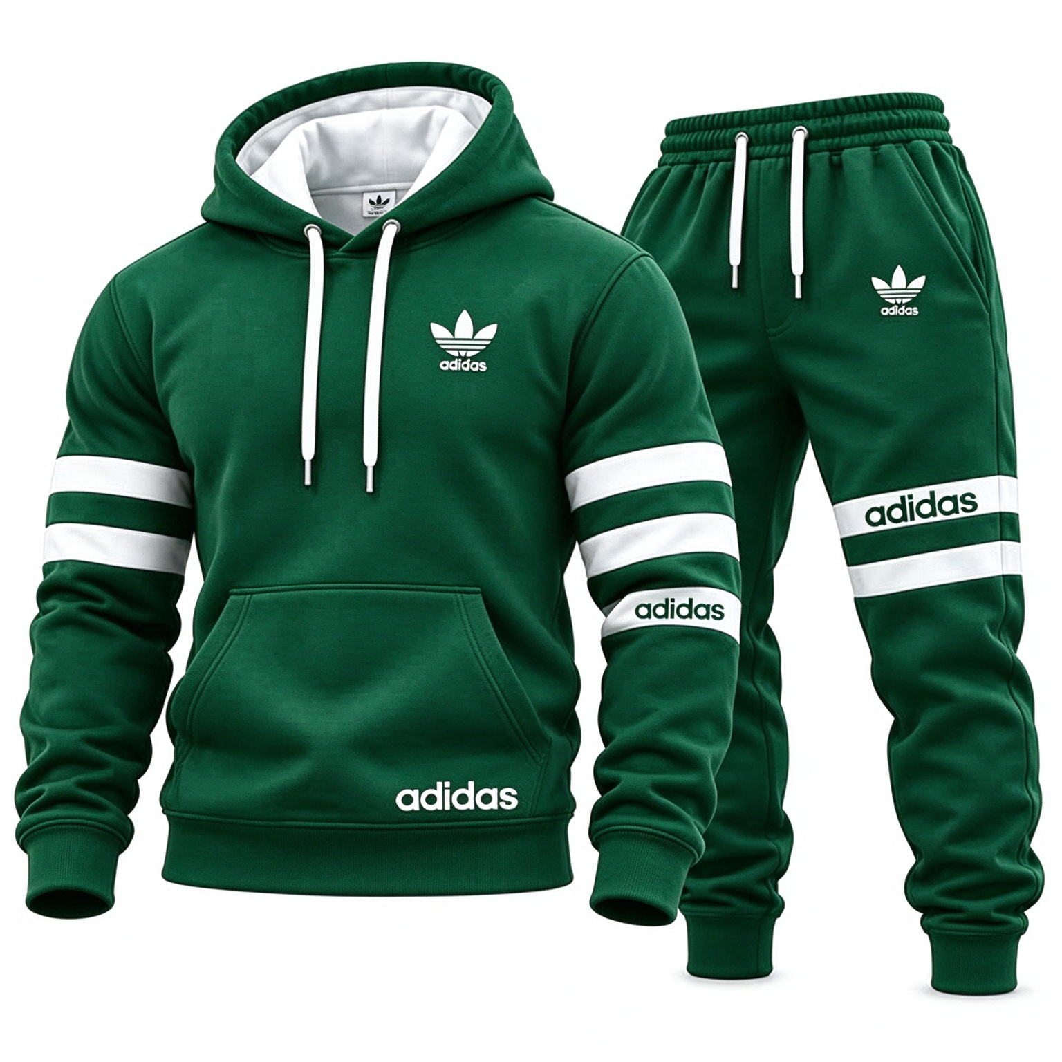 adidas Férfi kapucnis szabadidőruha szett, fekete csíkos sportruha
