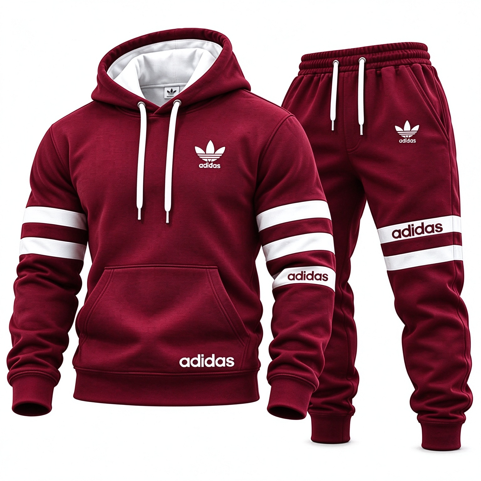 adidas Férfi kapucnis szabadidőruha szett, fekete csíkos sportruha