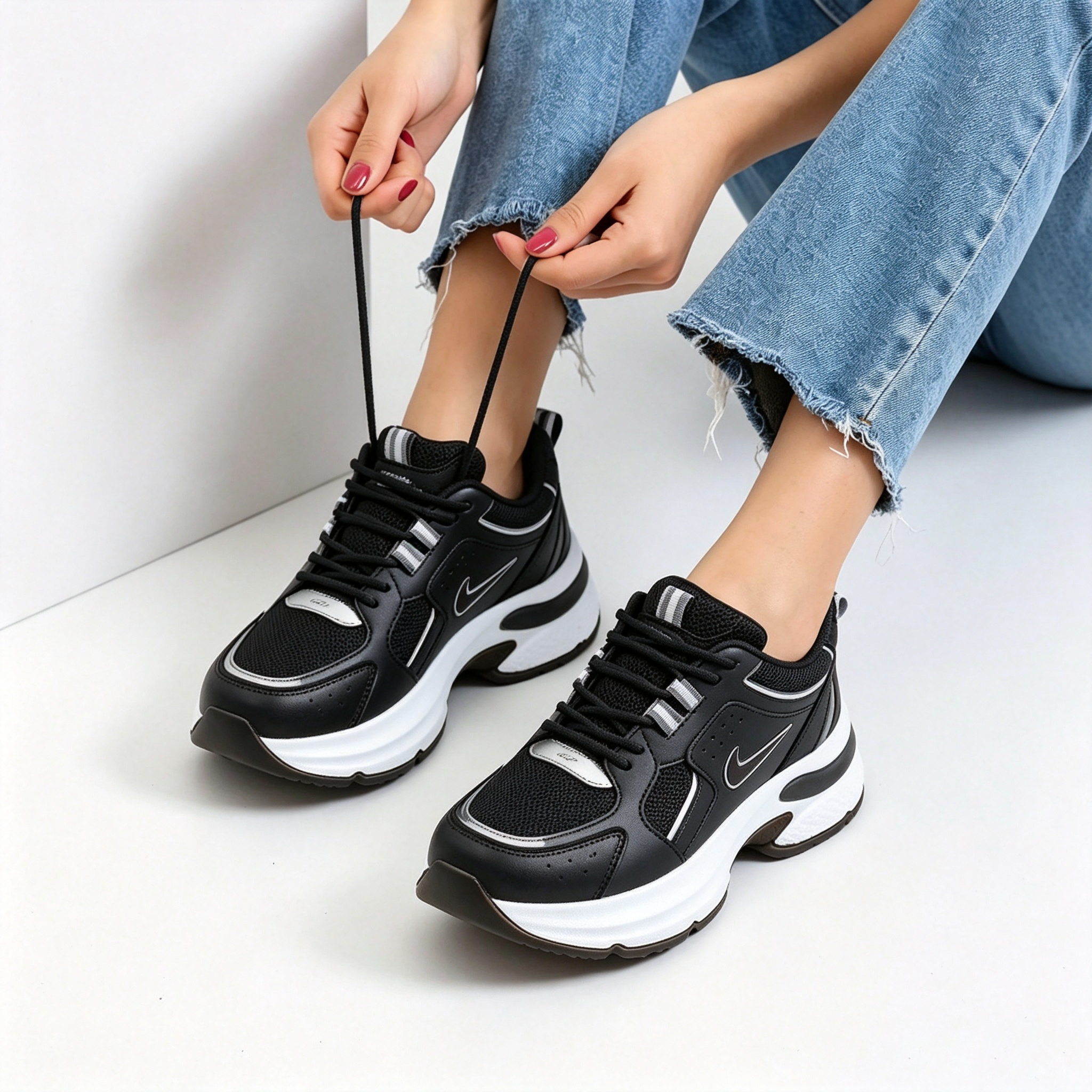 Nike lélegző hálós platformos casual cipők