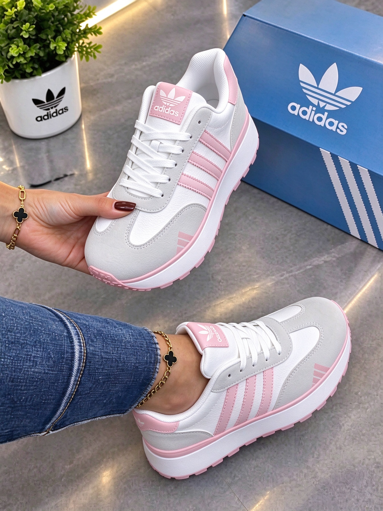 Új, 2026-os Adidas női platform sportcipők – kényelmes, magasságot növelő, vaskos talpú lábbelik